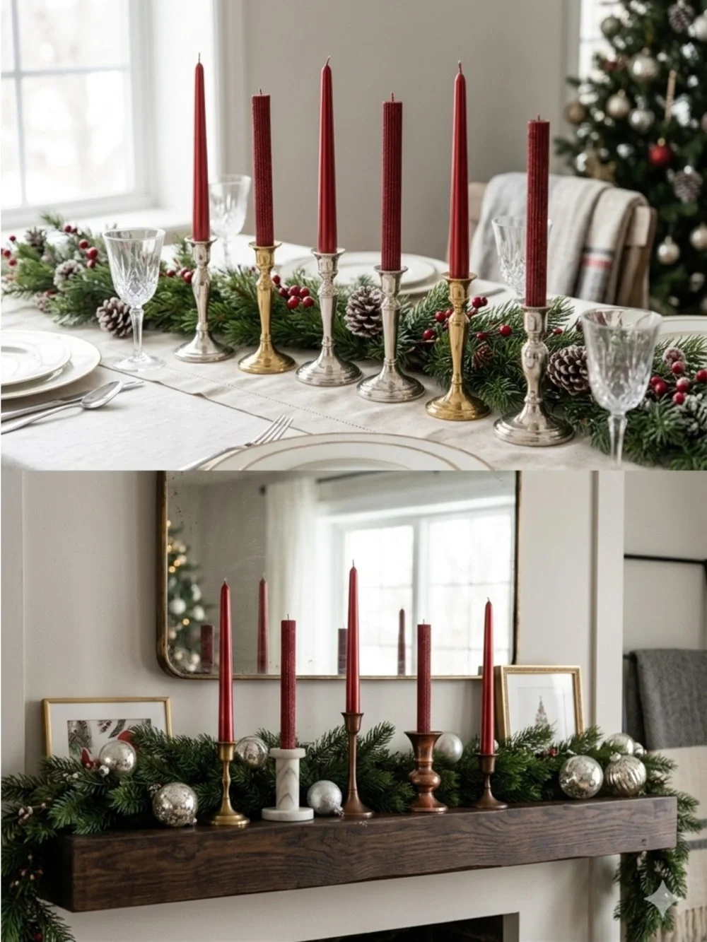 Red Glitter Taper Candle Set Metallic Rare Vintage Holiday Decoration Lot Bundle